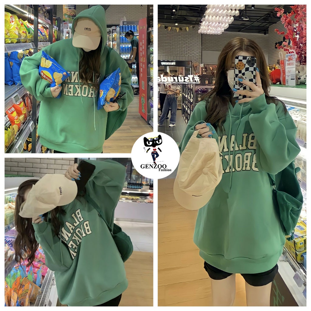 Áo hoodie nữ form rộng LAMKER dài tay chất nỉ trending Hàn Quốc - GEN_ZOO