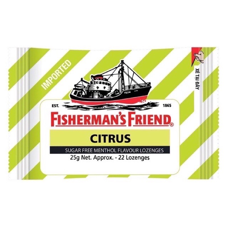 ✅(chính hãng) kẹo cay con tàu đủ hương vị Fisherman’s Firend 25g date mới