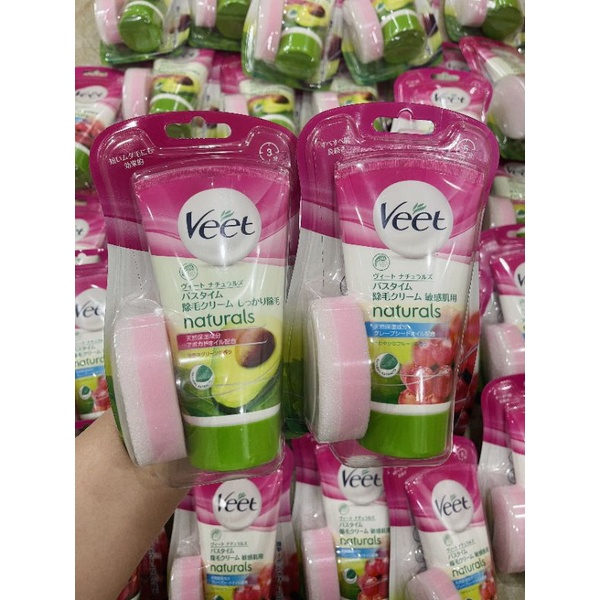 Kem tẩy lông Veet Nhật Bản 150G Naturals Bơ - tặng kèm bông cọ