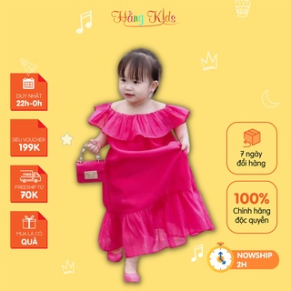 Váy maxi bé gái, đầm hè trễ vai cực xinh cho bé gái chất voan tơ loại 1 mềm min (A8)