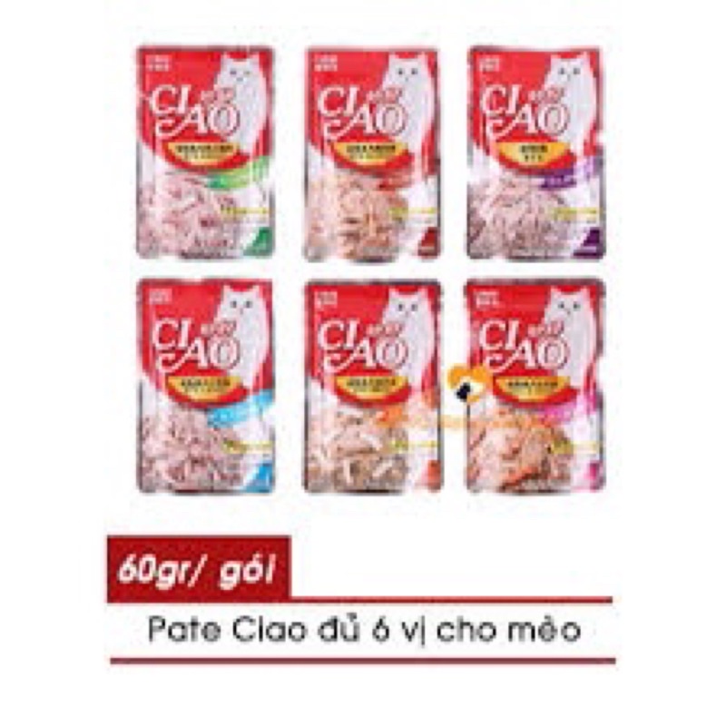 Ciao pate dạng gói 60g cho mèo phân loại 6 vị thơm ngon