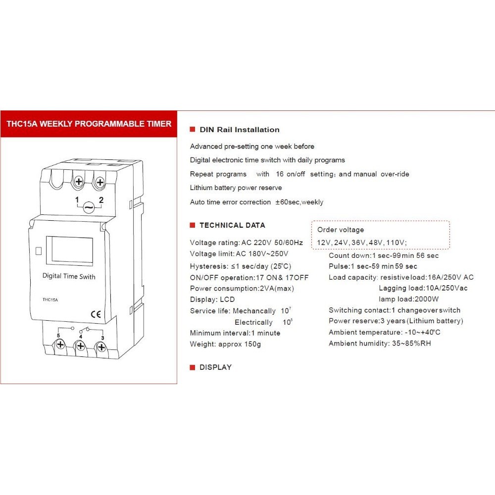 Công Tắc Hẹn Giờ Lập Trình Điện Tử 16 Chương Trình THC15A