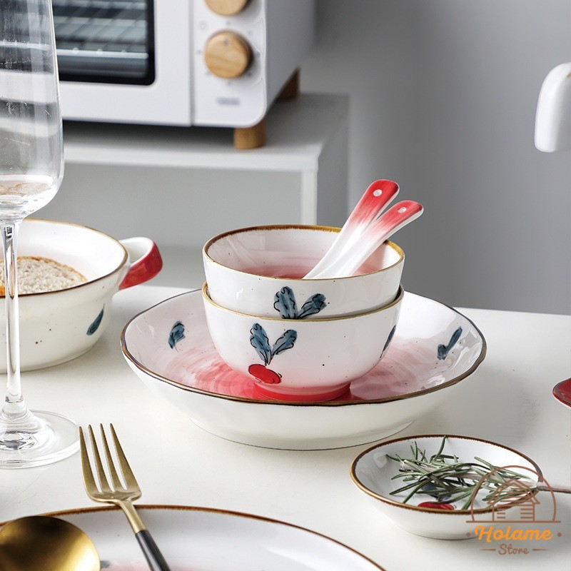 Bộ đĩa sứ decor , bát đĩa đẹp nhiều họa tiết Holame