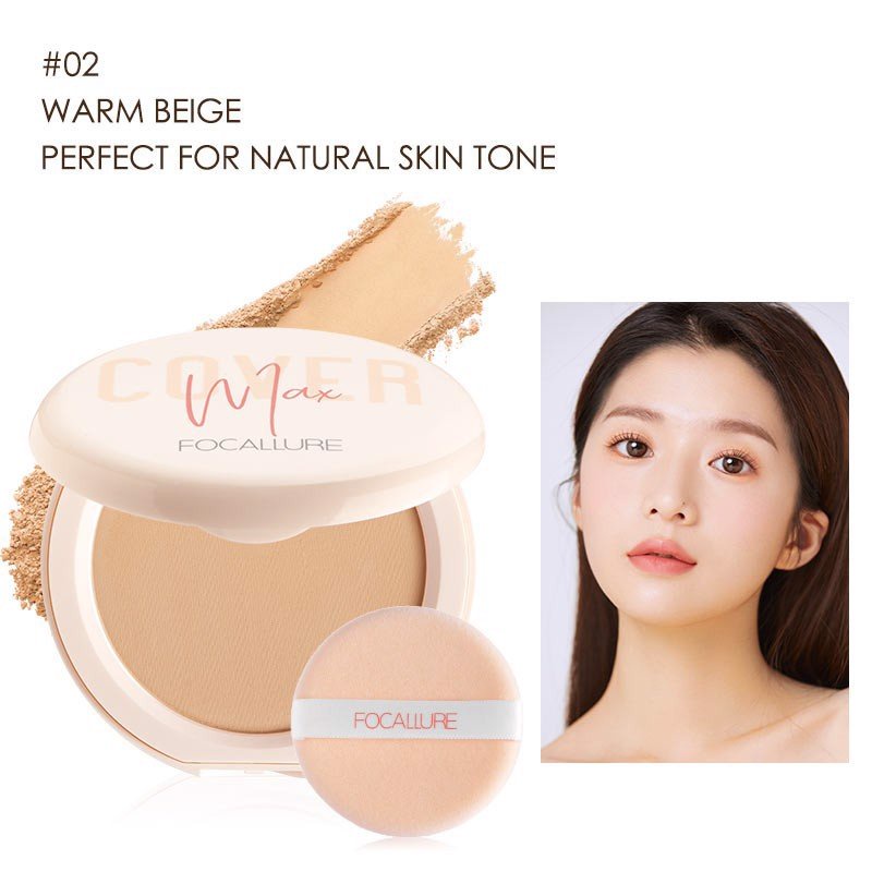 Phấn Nén Kiềm Dầu Mịn Da FOCALLURE Cover Max Two Way Cake Pressed Powder