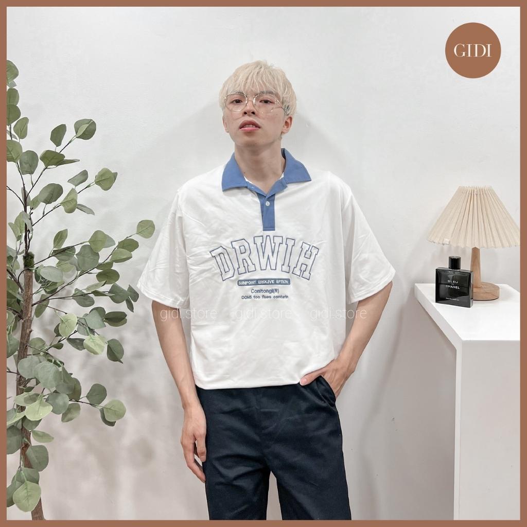 Áo Polo DR thêu chữ DRIDH Nam Nữ Unisex - áo thun có cổ form rộng OVESIZE tay lỡ thoáng mát - GIDI.