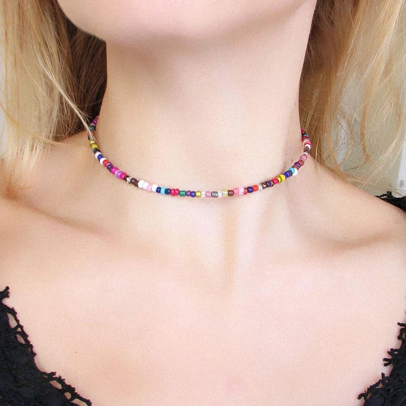 Vòng cổ choker WE FLOWER chuỗi hạt nhiều màu sắc phong cách bohemian thời trang đơn giản dành cho nữ