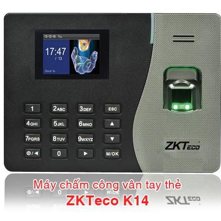  Máy chấm công vân tay thẻ ZKTeco K14 (gồm VAT) 