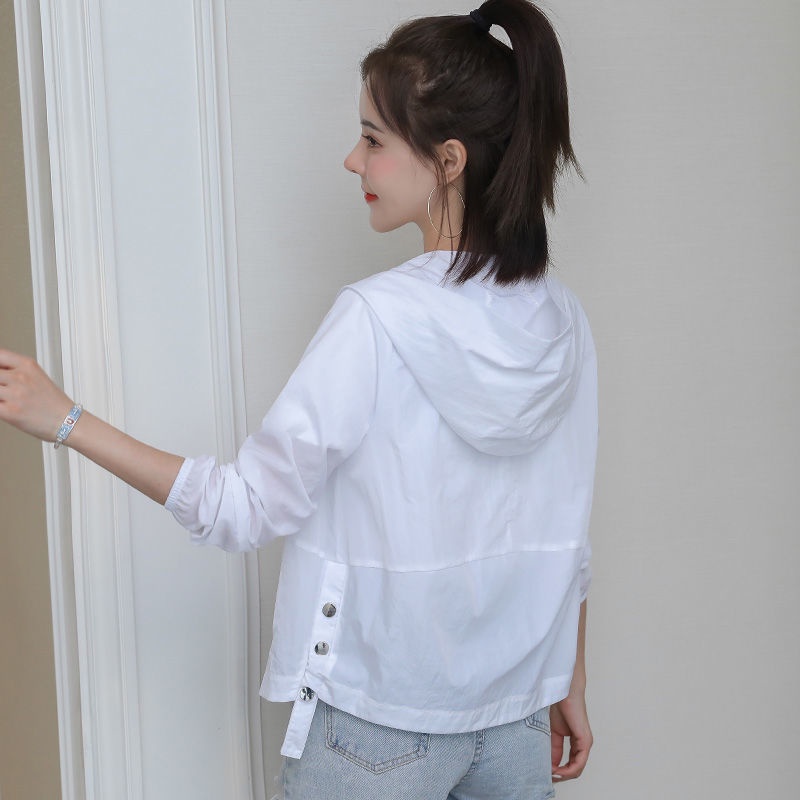 Áo Khoác Chống Tia UV Dáng Ngắn Rộng Tay Dài Có Mũ Trùm Thời Trang Mùa Hè Dành Cho Bạn Nữ