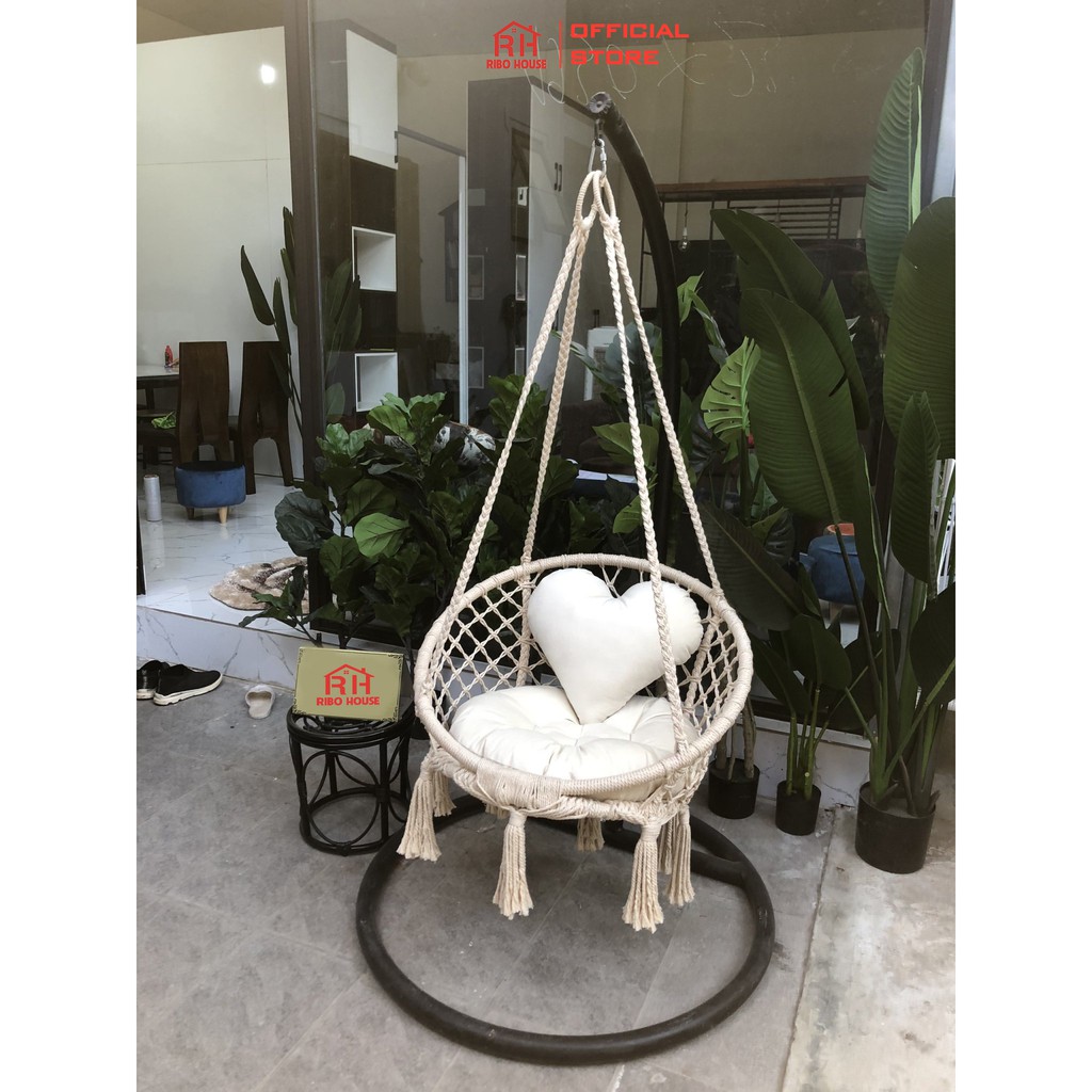 Ghế xích đu RIBO HOUSE dạng võng tinh tế trọng lượng 160kg, ghế thư giãn trang trí ban công phòng ngủ quán cafeRIBO152
