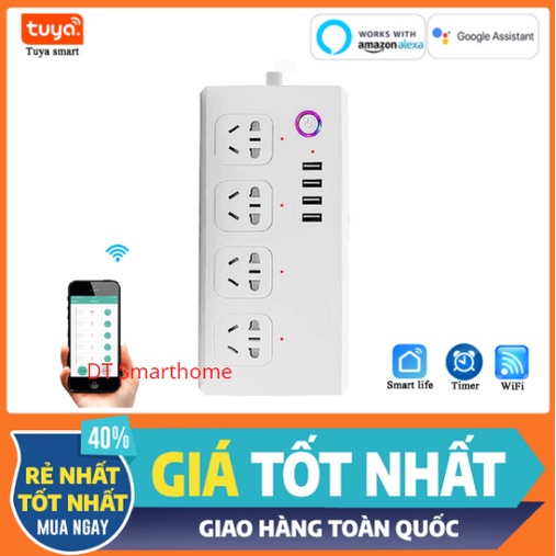 Ổ cắm thông minh wifi có đo điện năng tiêu thụ điều khiển qua app tuya/smartlife