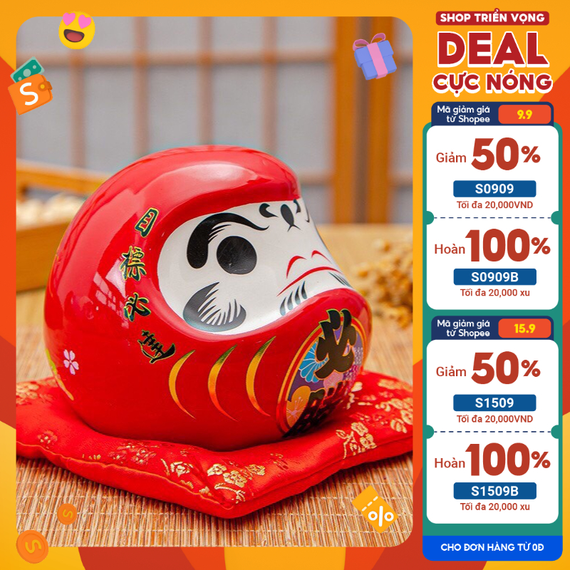Thần tài Daruma, búp bê Nhật Bản Daruma cầu tài, may mắn, tài lộc, như ý