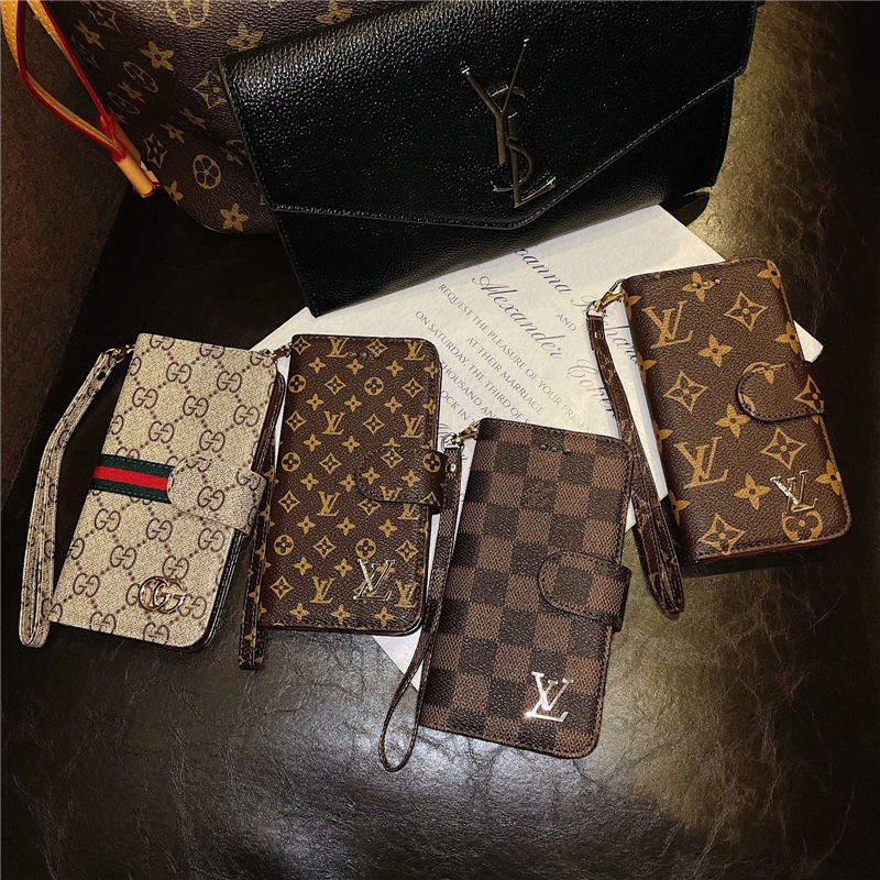 Ốp điện thoại da dạng ví nắp lật có dây đeo in logo Gucci LV cho iPhone 12 Pro Max 12 Mini iPhone11 Pro Max XS Max 6 6S 7 8 Plus