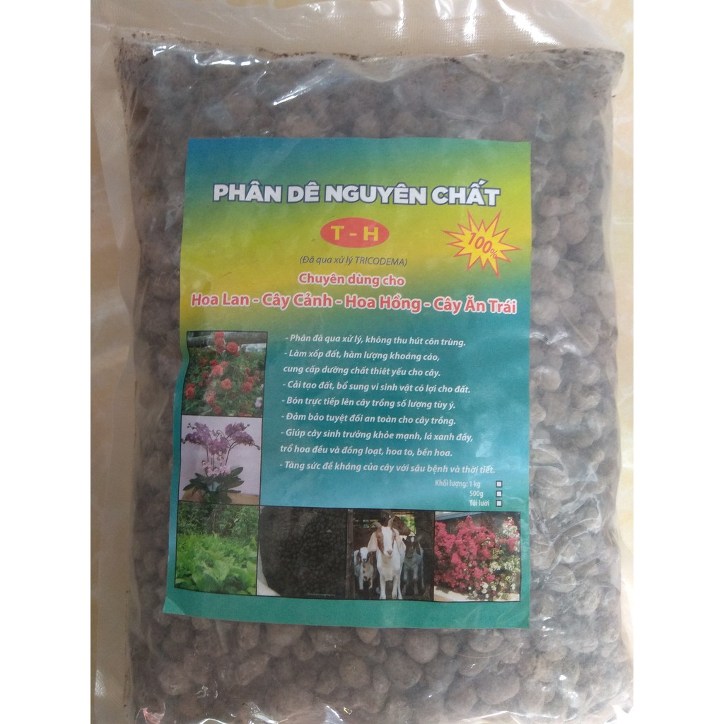 Phân dê nguyên chất đã xử lý trichoderma dùng cho hoa lan, cây cảnh - gói 500 gram