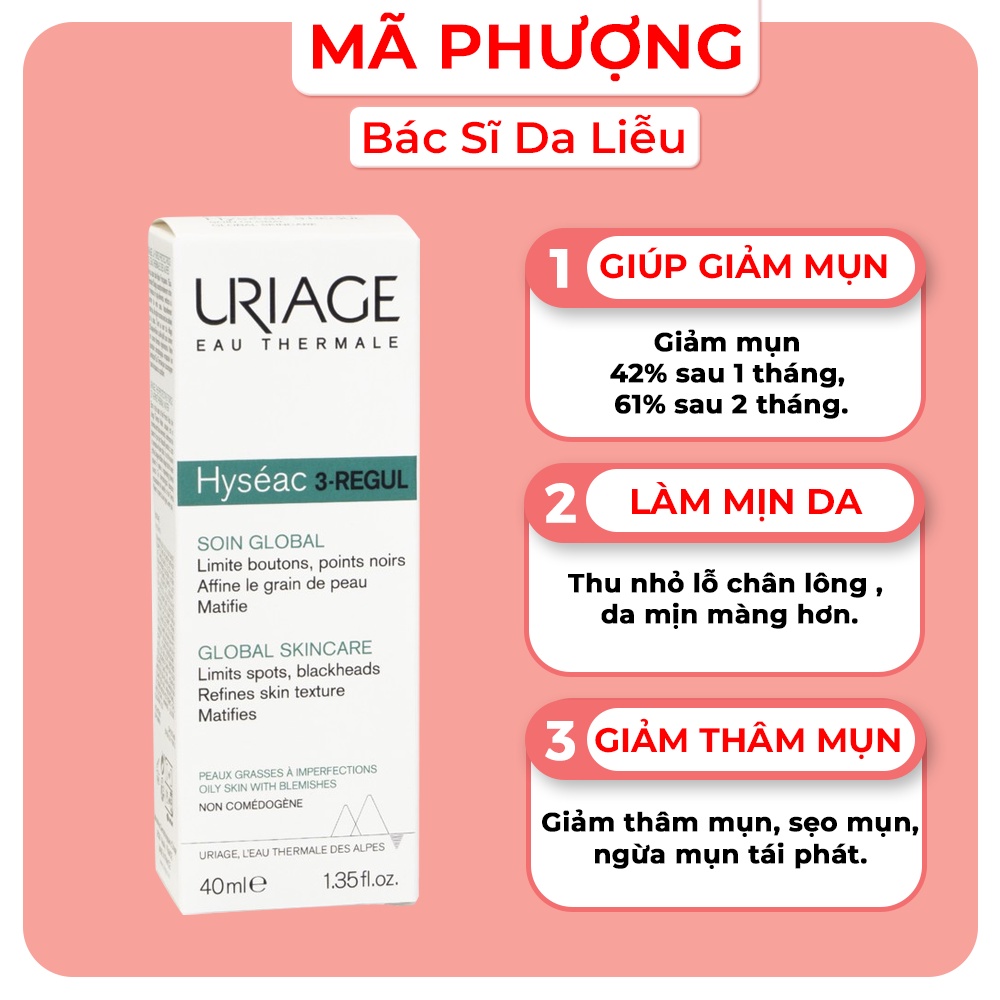 Kem dưỡng giảm mụn Uriage Hyseac 3 Regul Soin Global (40ml)