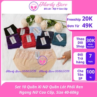 Quần Xì Nữ, Quần Lót Phối Ren Ngang Su Đúc Không Viền Nữ Cao Cấp, Set 10 Quần