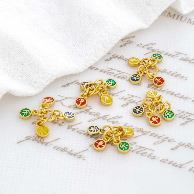 Mặt Dây Chuyền/Vòng Tay/Dây Chuyền Hình Nhân Vật Joyful Màu Vàng 18k diy Bằng Đồng 4mm