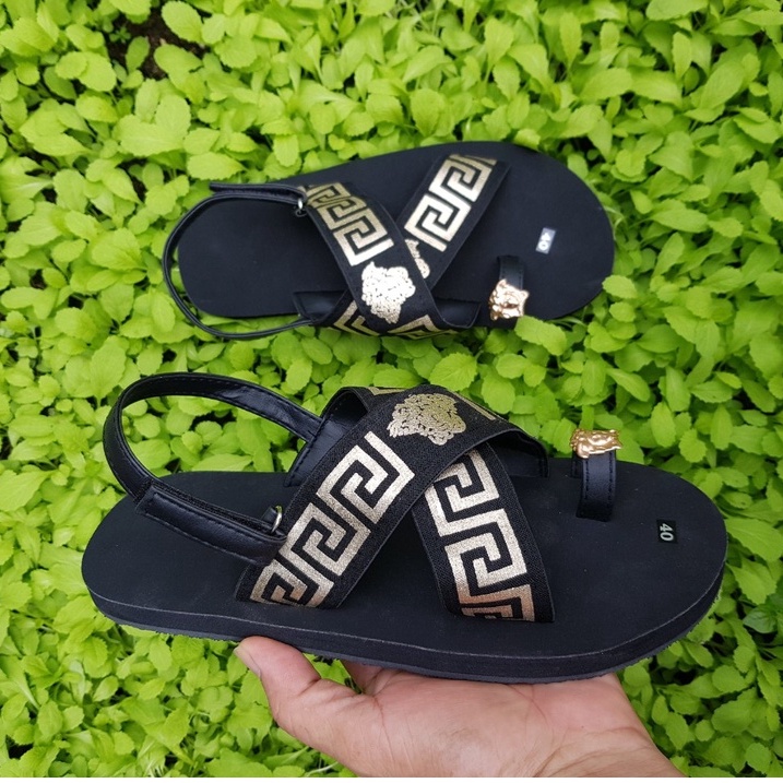 Dép xăng đan nam và nữ sandal đồng nai đế đen quai xỏ ngón chéo