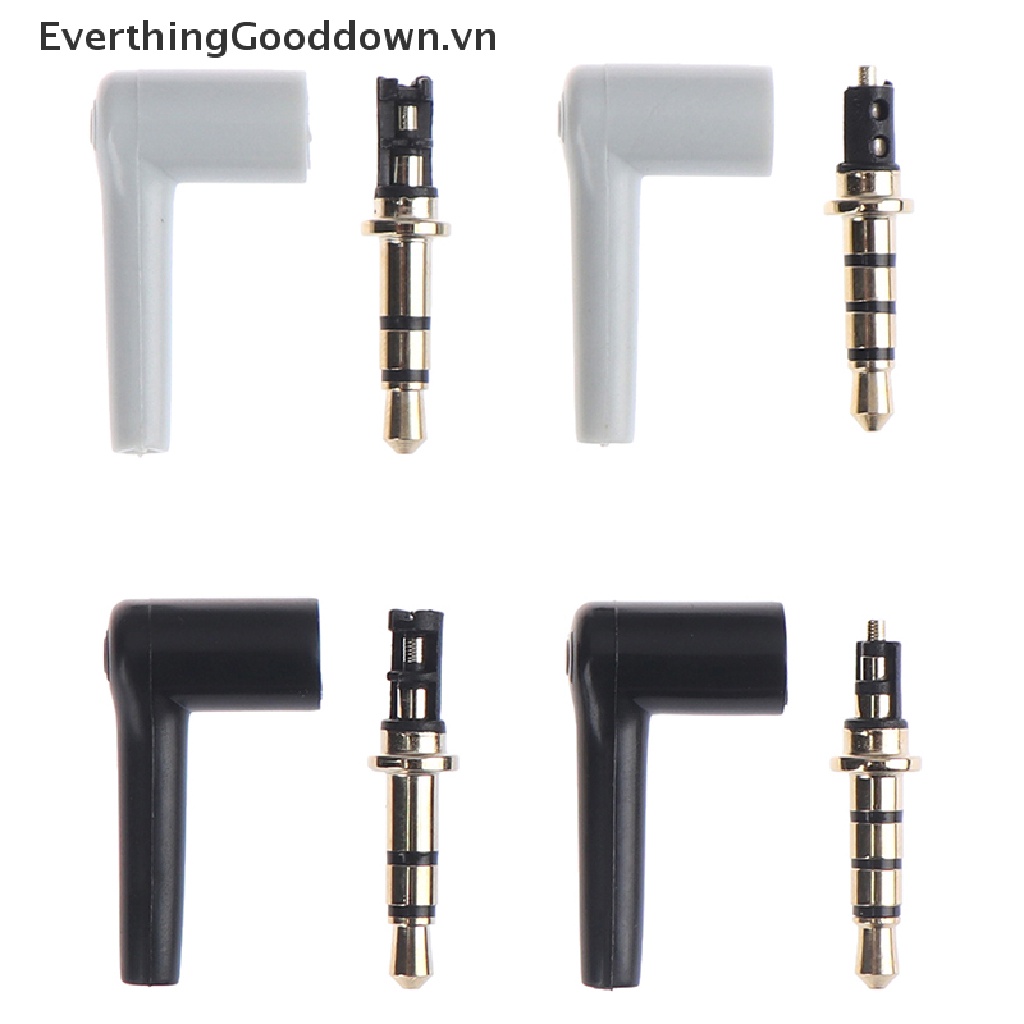 Set 2 Giắc Cắm Tai Nghe 3.5mm 3 4 Cực 3.5 Độ Mạ Vàng 90 Độ