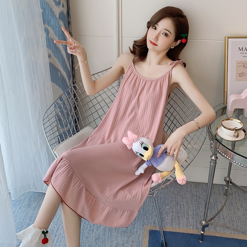 Đầm ngủ 2 dây vải thun mềm,Váy ngủ hai dây nữ áo đồ ngủ mặc nhà | BigBuy360 - bigbuy360.vn