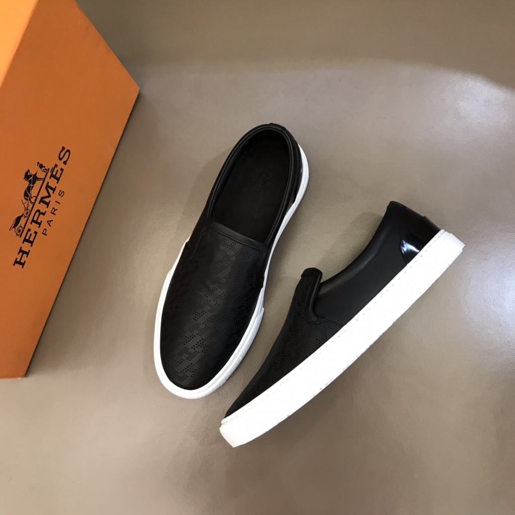 Giày lười nam da thật cao cấp HERMES HM thiết kế đơn giản, trẻ trung với lớp da được trang trí tỉ mỉ