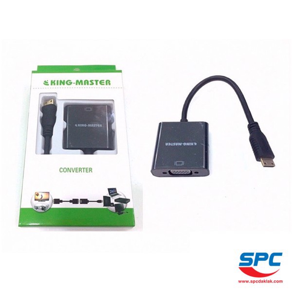 Cáp Mini HDMI (K) -&gt; Vga (L) KM KY H 122B, Cáp chuyển đổi Mini HDMI sang Vga Kingmaster KY H 122b