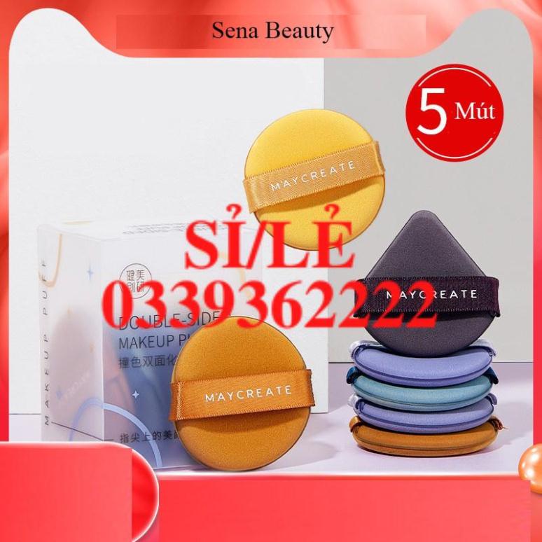 [ CHÍNH HÃNG ] Full set 5 mút đánh cushion kem nền tam giác mẫu mới Maycreate Sena Beauty