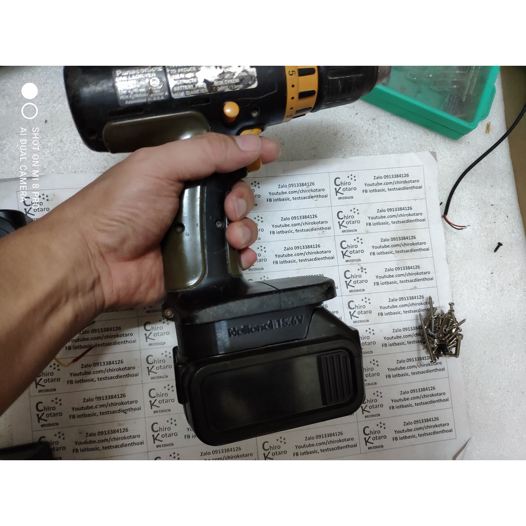 NEW! Đế chuyển pin máy khoan, vit Panasonic, National 15.6V NiCD sang dùng hộp pin cài Makita