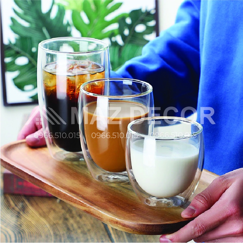 [Sỉ] Cốc ly thủy tinh 2 lớp giữ nhiệt lâu bằng thủy tinh uống trà và cafe 240ml -350ml-450ml đẹp dày dặn cao cấp giá rẻ
