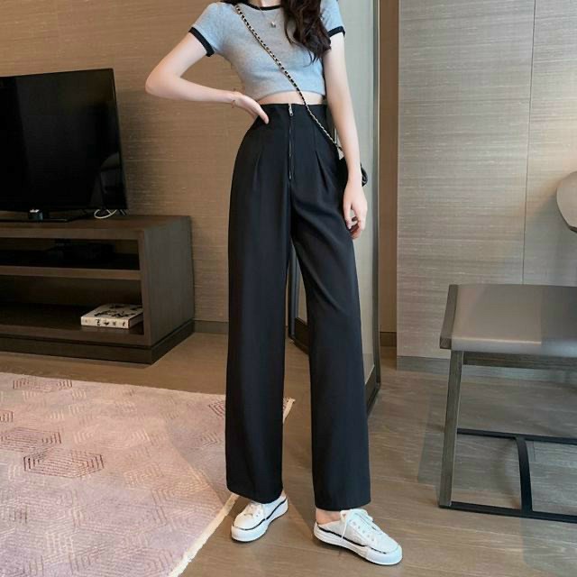 Quần ống rộng ống xuông cullotes cạp liền xuốt eo khóa trước chất cao cấp chất đẹp phong cách ulzzang