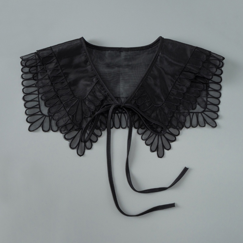 Cổ áo sơ mi giả trong suốt thêu họa tiết ngọt ngào có thể tháo rời trang trí cho nữ