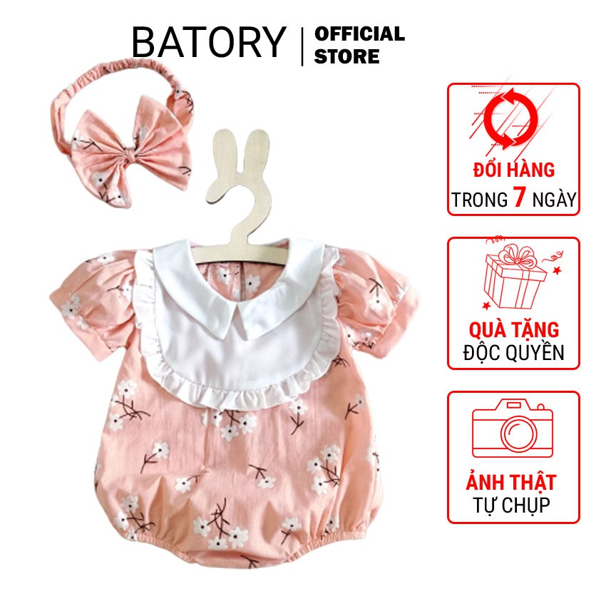 Body cho bé gái hoa cam tay ngắn Hàng thiết kế TẶNG KÈM Turban Quà tặng Thôi Nôi Sinh Nhật BATORY STORE MG100