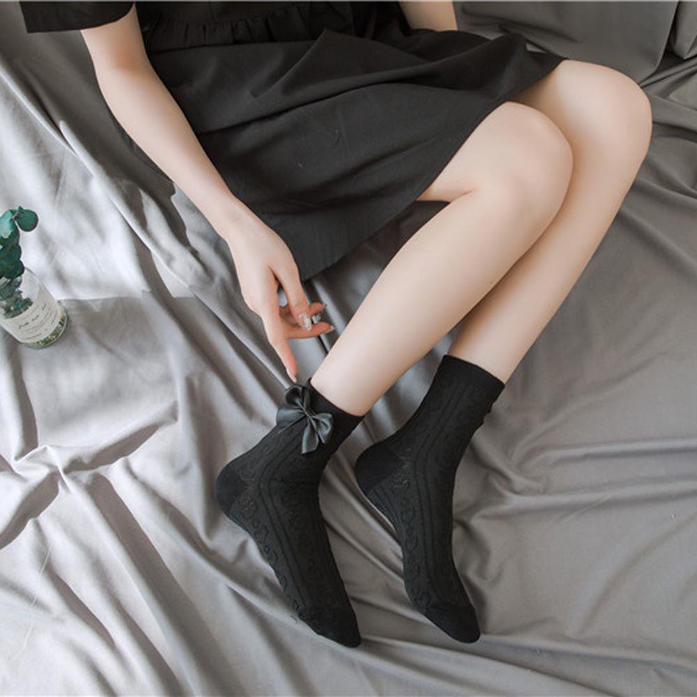 Vớ Cotton Kẻ Sọc Đính Nơ Phong Cách Harajuku 1 Cho Nữ