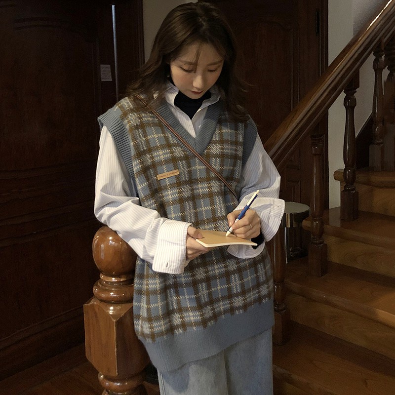 [Hàng nhập] Áo khoác len không tay cổ chữ V thời trang cổ điển cho nữ 07