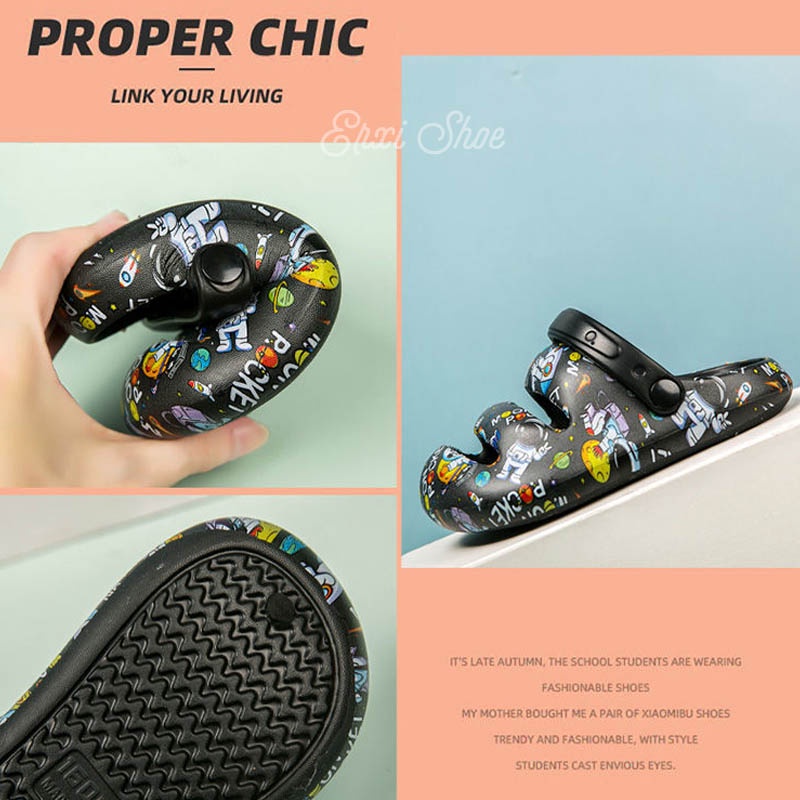 Oeggeo Giày Đế Bằng Đi Biển In Hình Phi Hành Gia Chống Thấm Nước Mùa Hè Cho Bé