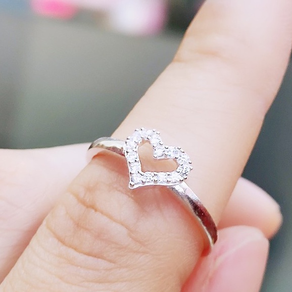 Nhẫn bạc Nhẫn trái tim đính đá bạc ta_van jw