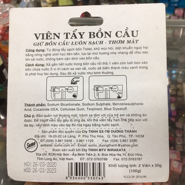 Viên tẩy bồn cầu Sumo 1 vỉ 2 viên 100g