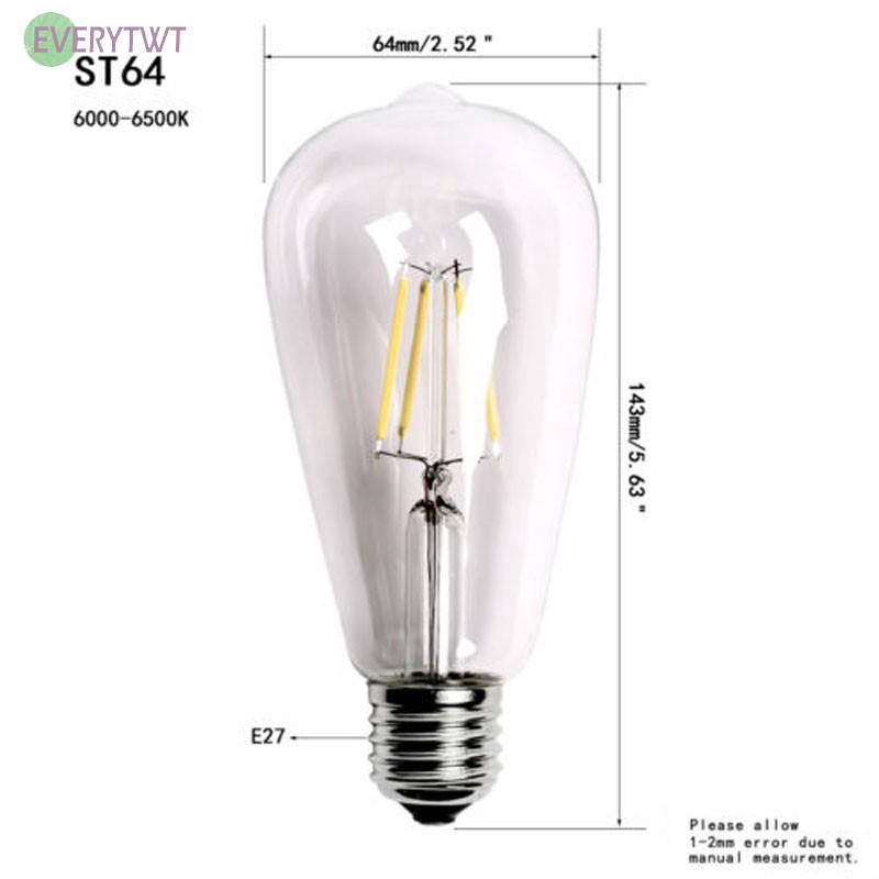 Bóng đèn LED dây tóc 2W/4W/6W/8W Edison ST64 E27 trang trí phong cách vintage