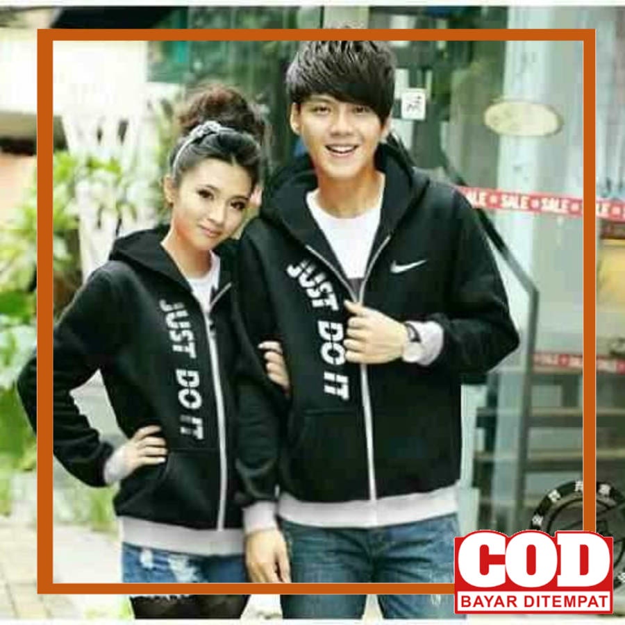 Áo khoác Hoodie màu đen in chữ Just Do It Nike thời trang cho cặp đôi
