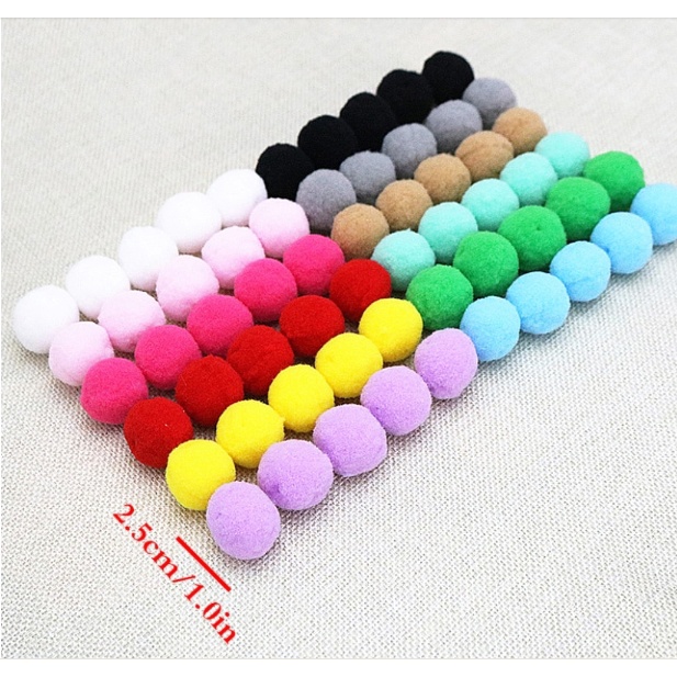 Hạt pompom 2cm (50 viên, 100 viên) trang trí, decor đổ chơi cho bé