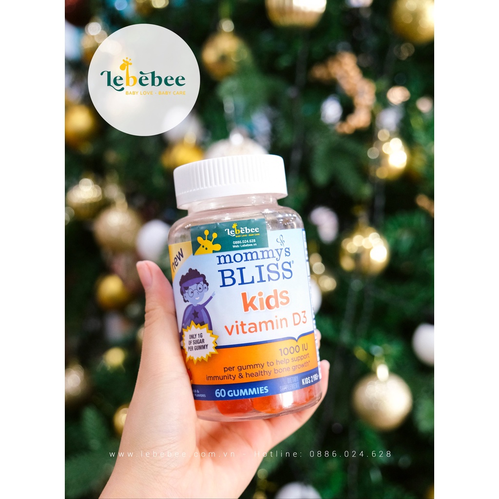 Viên nhai Kids Vitamin D3 Mommy Bliss bổ sung D3 cho bé từ 2 tuổi ( dạng kẹo dẻo)