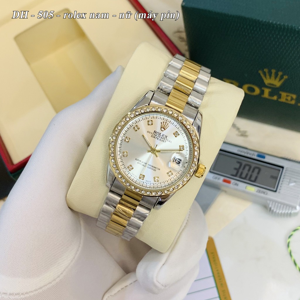 [rolex nam] Đồng hồ nam nữ Rolex - unisex viền đá dây kim loại chống nước DH505 | BigBuy360 - bigbuy360.vn