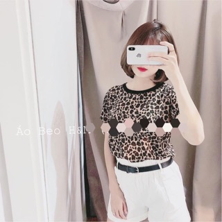 Áo phông da báo cổ tròn