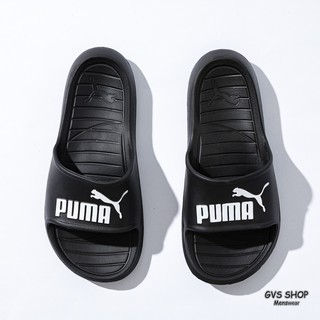 Dép Puma Divercat V2 màu đen logo trắng  | Dép đúc liên khối không ngấm nước