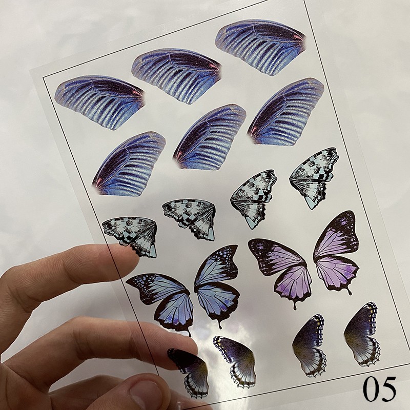 1 tấm film in họa tiết cánh bướm 148*105mm nguyên liệu làm trâm làm trang sức cổ trang