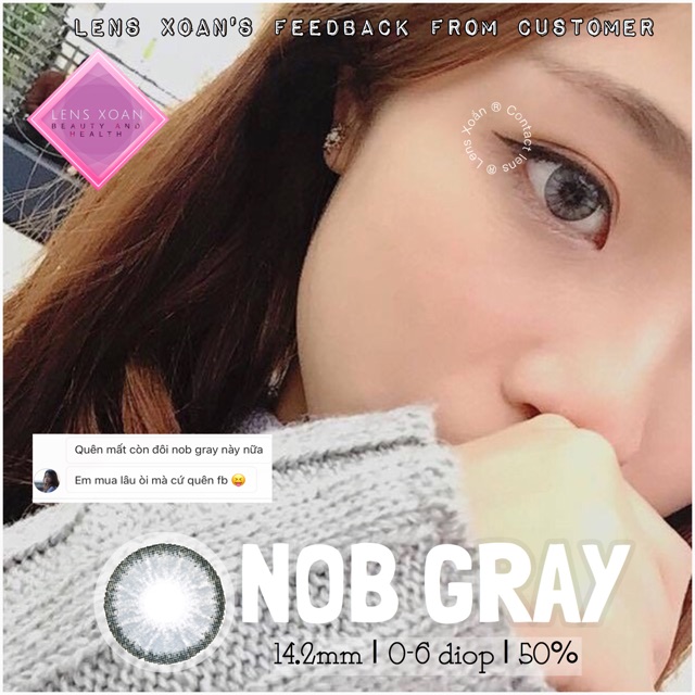 KÍNH ÁP TRÒNG NOB GRAY- HERA: Lens xám trắng ánh xanh siêu tây, hạn 6 tháng| Lens Xoắn (Giá 1 chiếc, đọc lưu ý khi đặt)