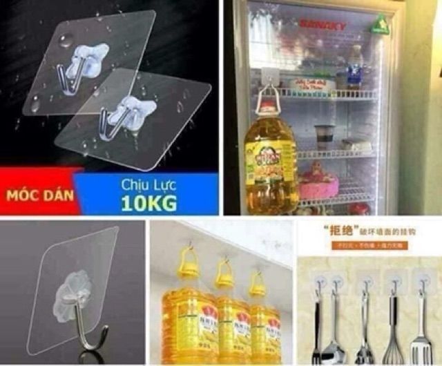 Combo 10 móc dán tường chịu lực 10kg