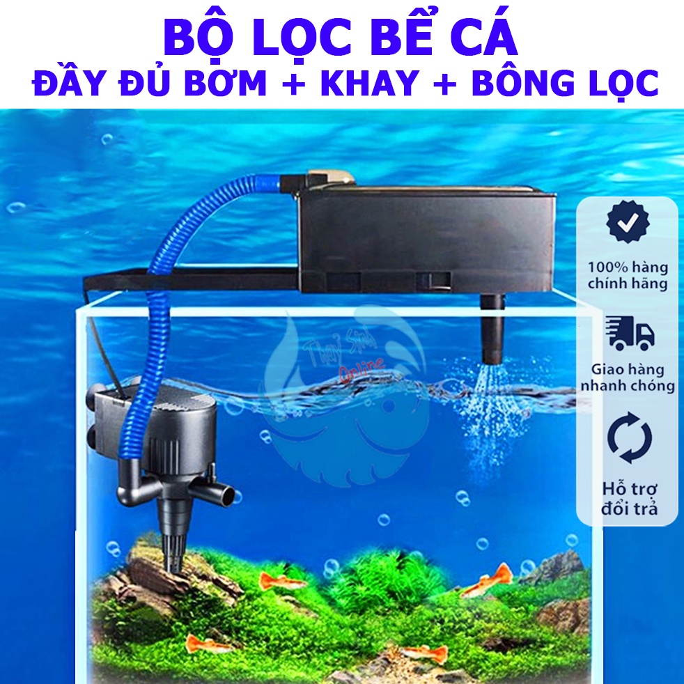 Bộ lọc bể cá, đầy đủ bơm, khay lọc, bông lọc dùng siêu bền công nghệ mới