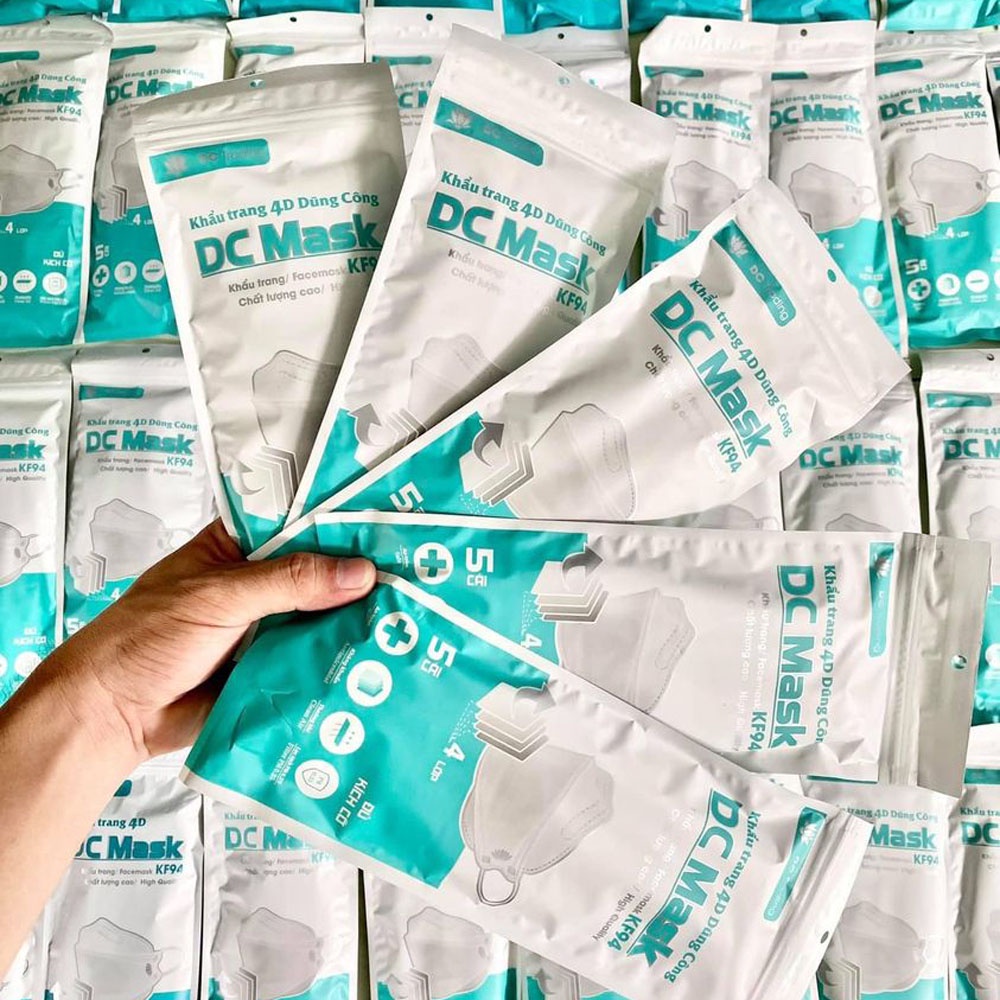 Thùng Khẩu trang 4D KF94 DC MASK loại 4 lớp kháng khuẩn lọc bụi mịn tiêu chuẩn Hàn Quốc