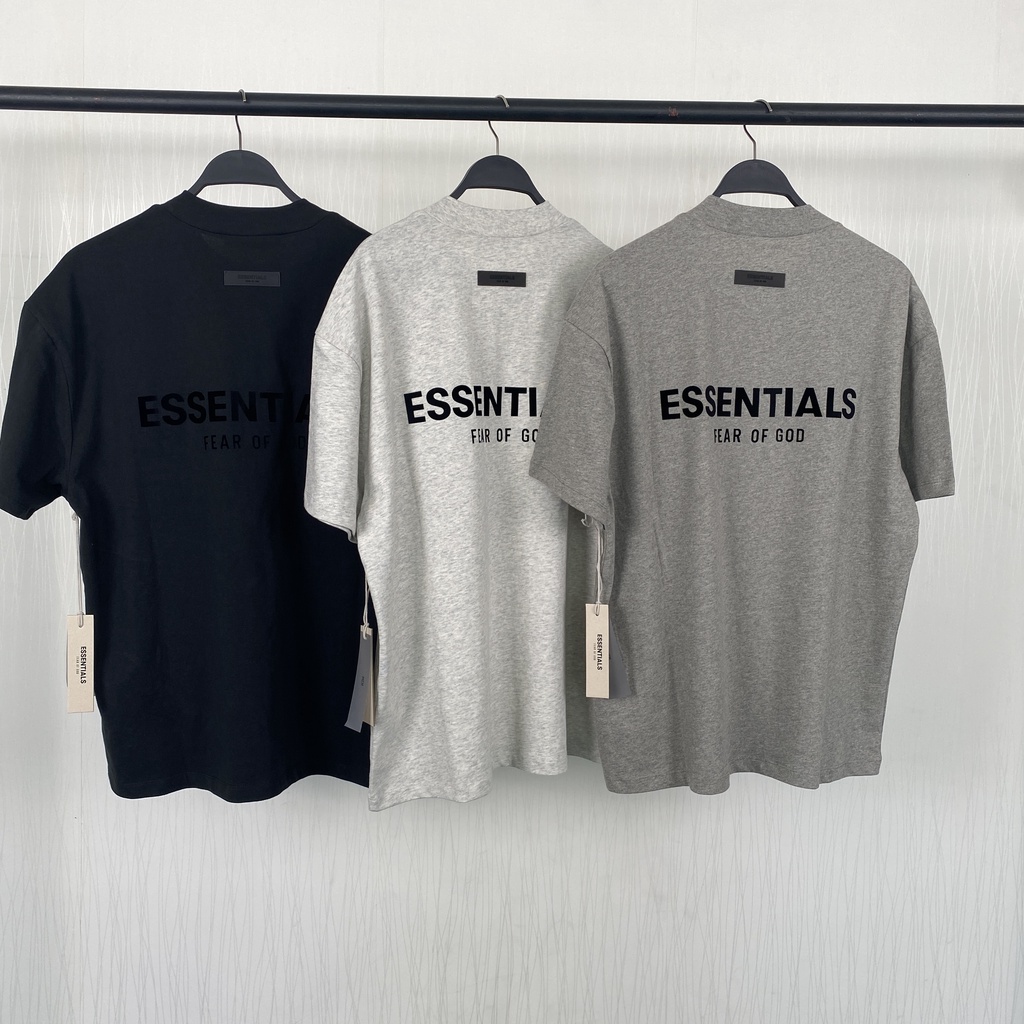 Áo thun Fear Of God FOG Essentials SS22 cao cấp, Áo tee FOG Essentials in nhung chất cotton form rộng