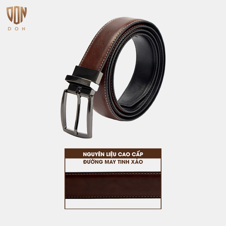 Thắt Lưng Da 2 Mặt Nâu & Đen Xuất Khẩu Mỹ DON ITALO Sx Trực Tiếp Nhà Máy Tại Việt Nam, Da Thật Cao Cấp DONTL06